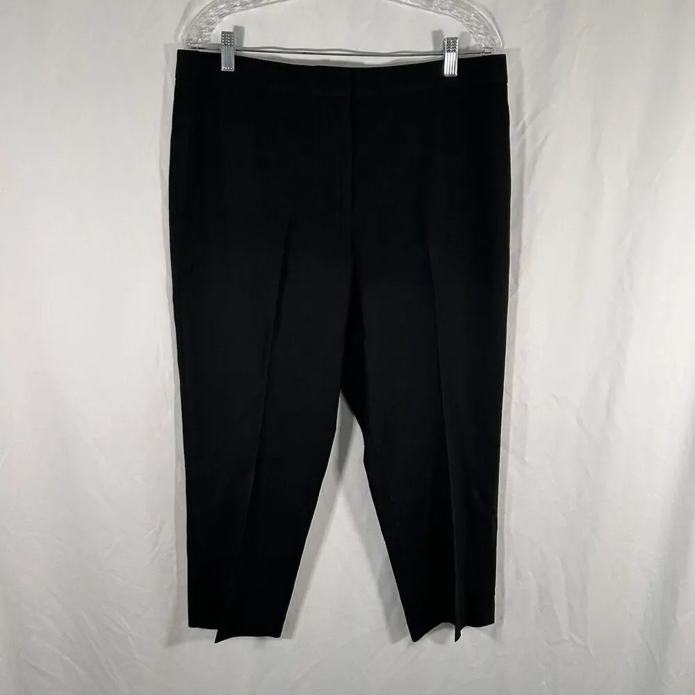 Talbots Dress Pants Women's 12 Black Cropped Heritage Pockets Button Zip